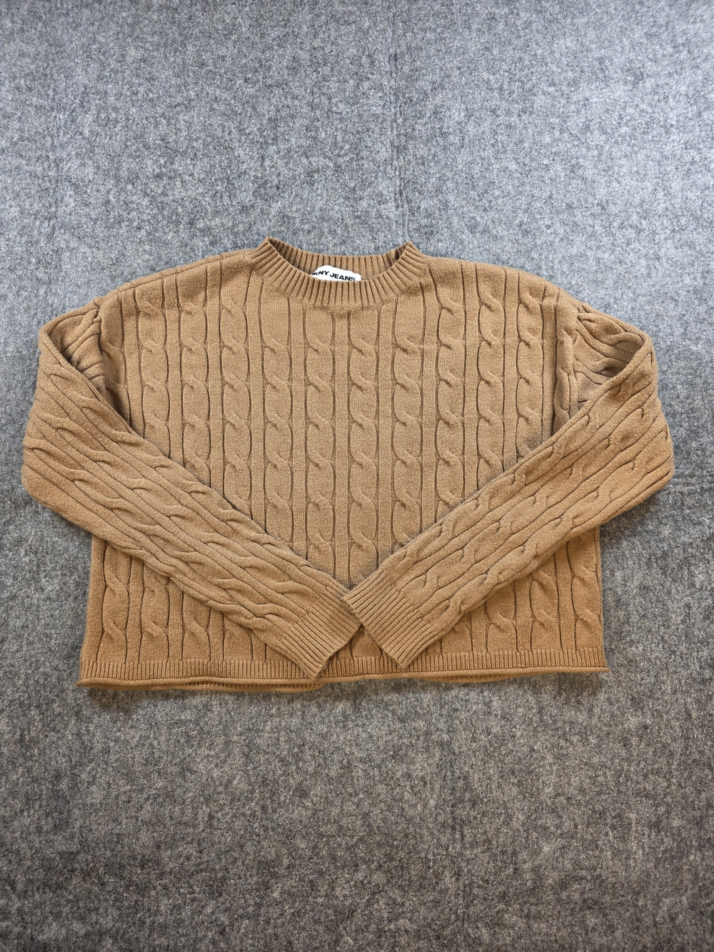 Women's DKNY Cable Knit Crewneck Sweater - Camel